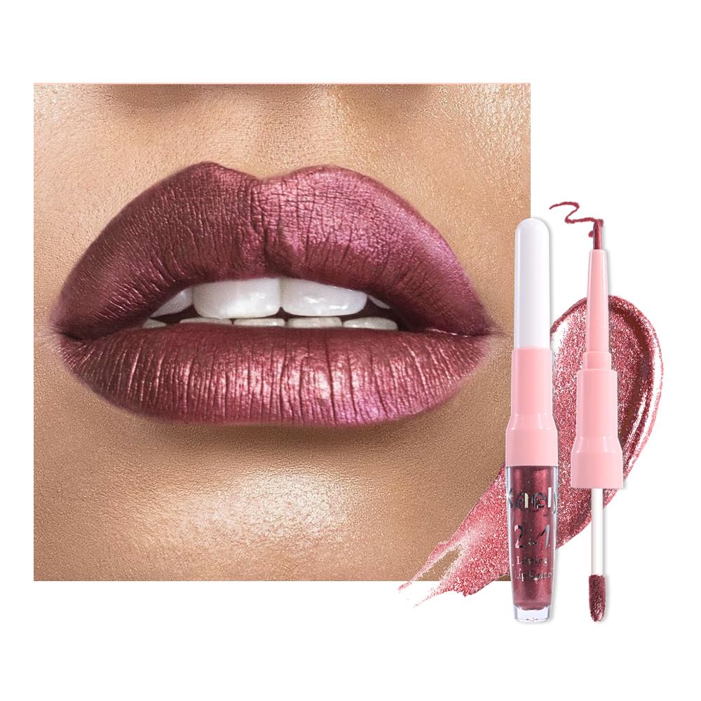 The Kaely 2-in-1 Mauve Metallic Lip & Liner: Arctic Shimmer Edition