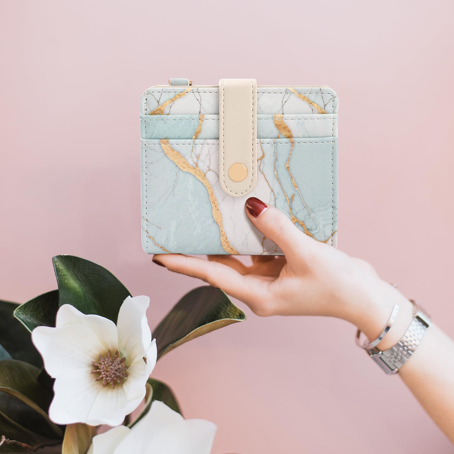 The Aurora Floral Shield: Premium RFID-Protected Leather Wallet