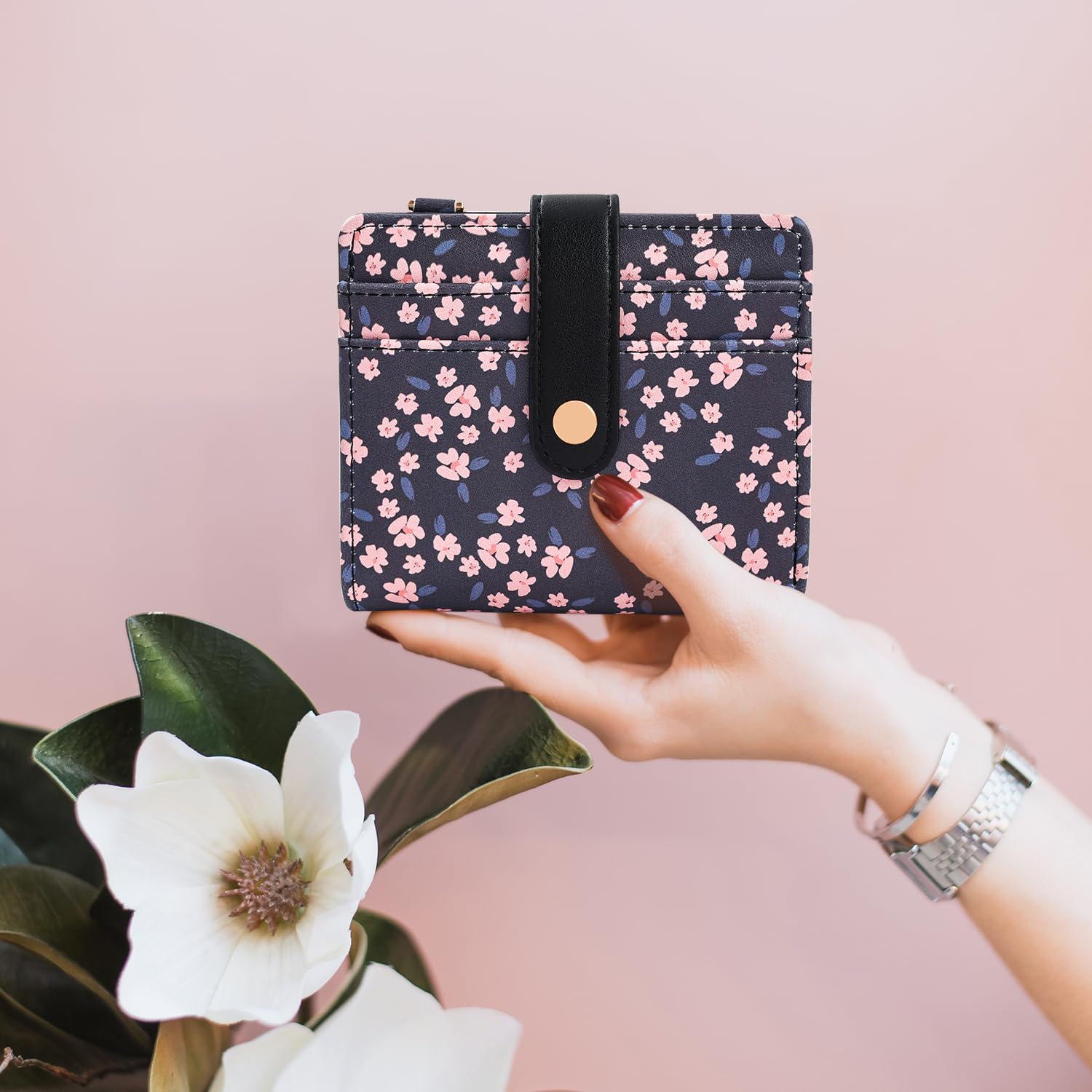 The Aurora Floral Shield: Premium RFID-Protected Leather Wallet