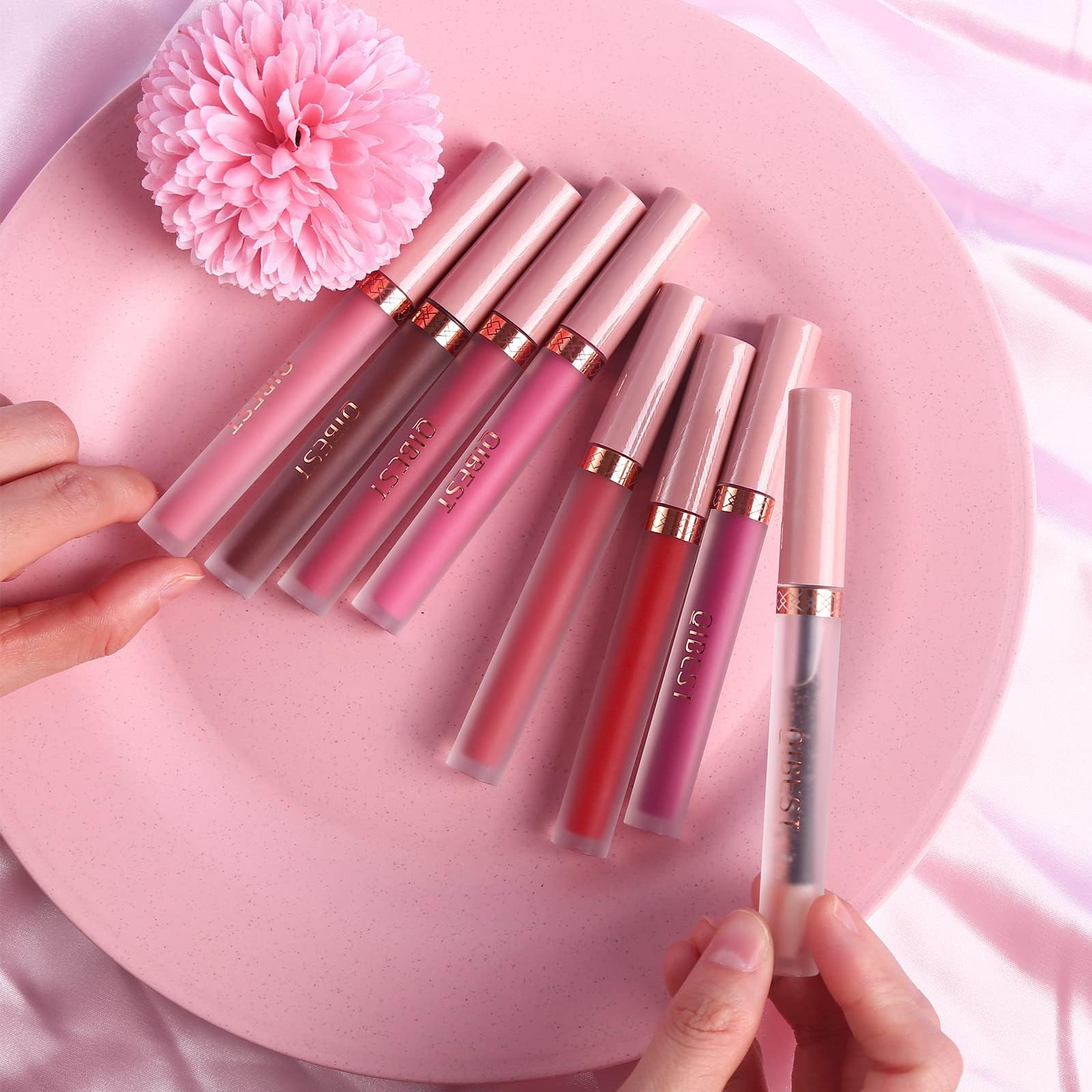 The Aurora Lip Collection by QiBest: 8-Piece Matte & Plumping Set