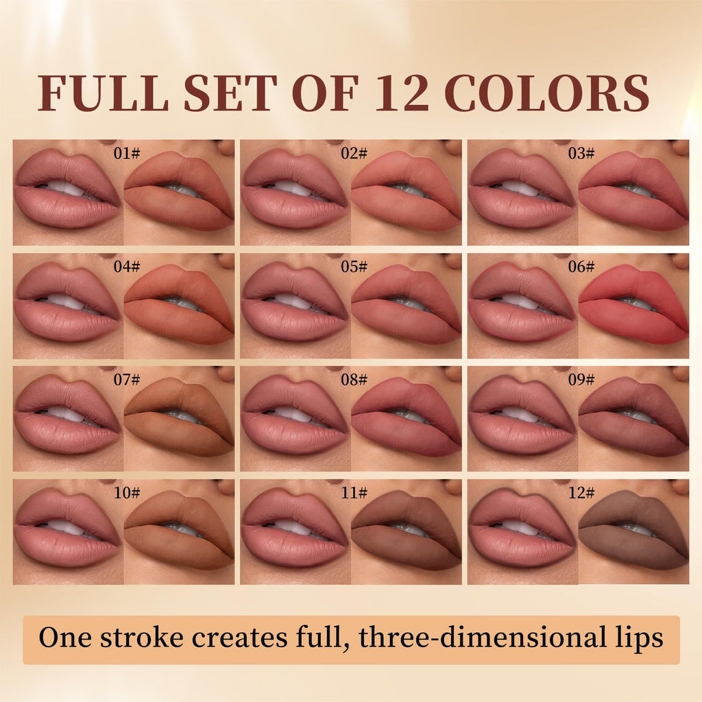The Aurora Lip Collection by QiBest: 8-Piece Matte & Plumping Set