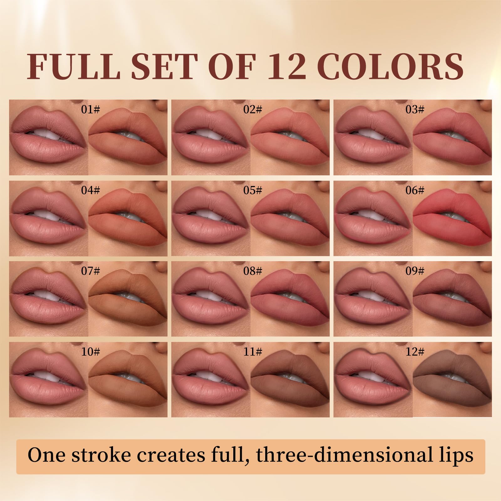 The Aurora Lip Collection by QiBest: 8-Piece Matte & Plumping Set
