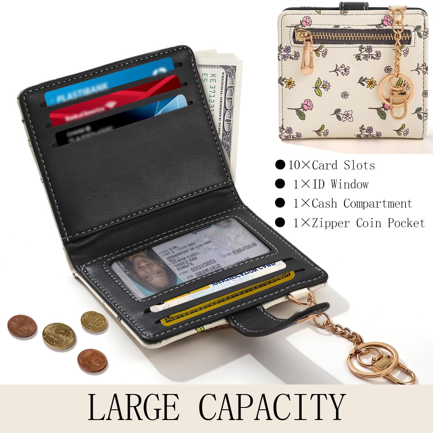The Aurora Floral Shield: Premium RFID-Protected Leather Wallet