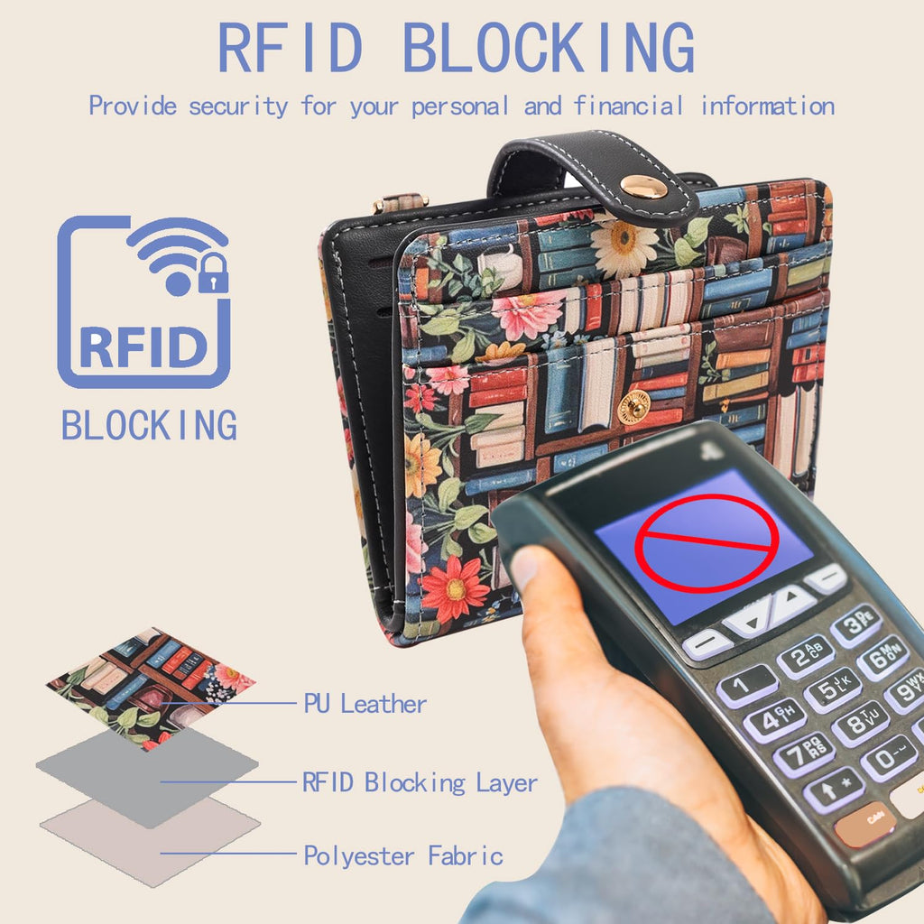 The Aurora Floral Shield: Premium RFID-Protected Leather Wallet