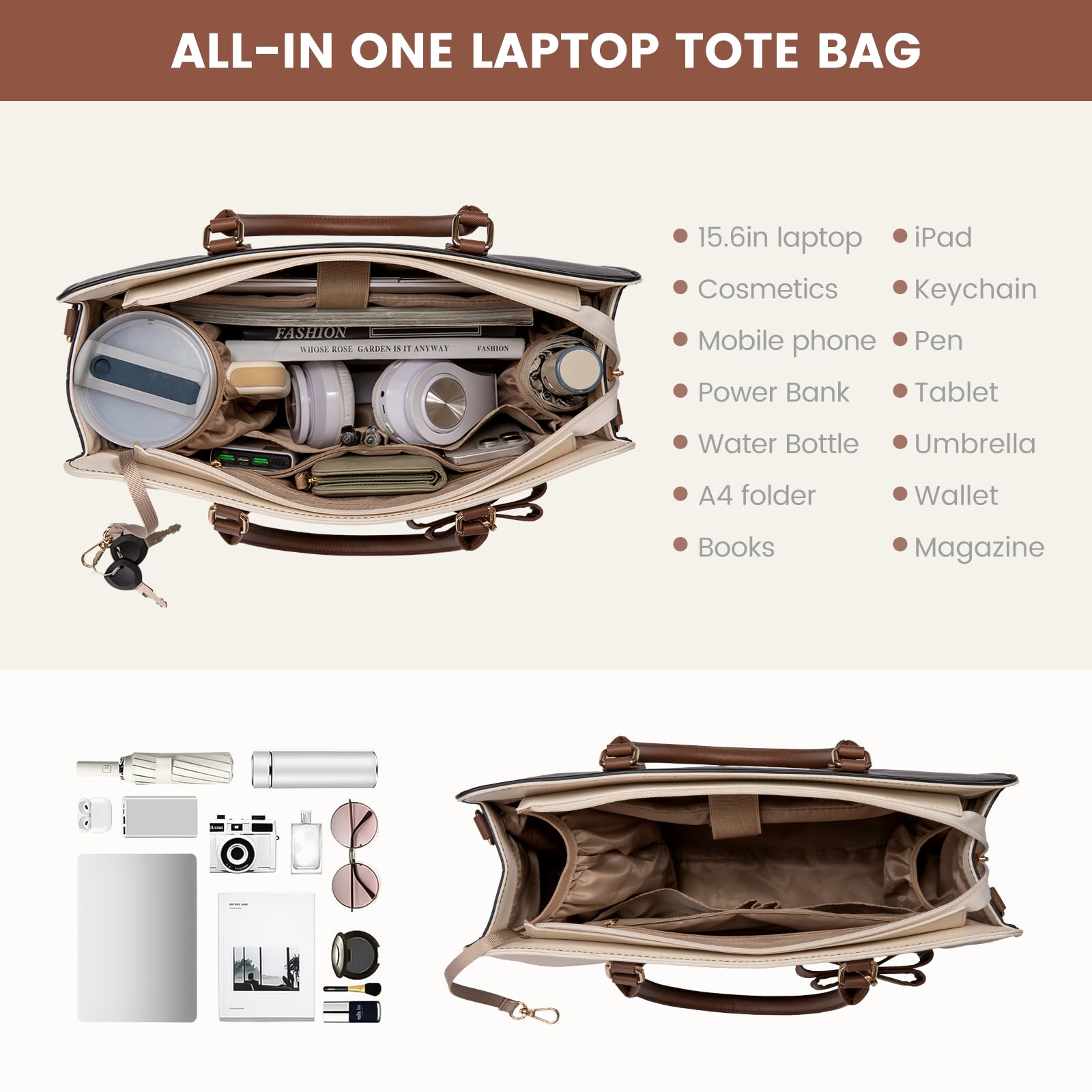 The Aura Executive Grand Tote – 15.6" Laptop & Travel Companion