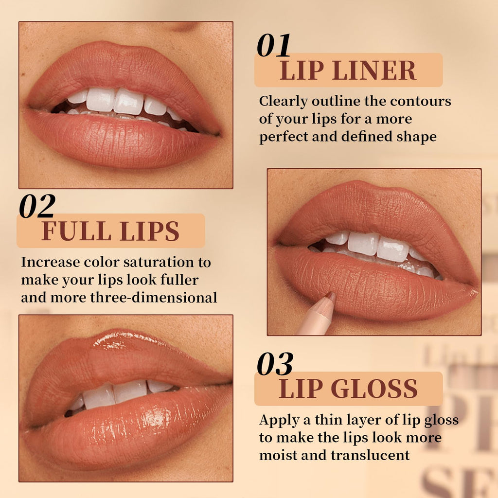 The Aurora Lip Collection by QiBest: 8-Piece Matte & Plumping Set