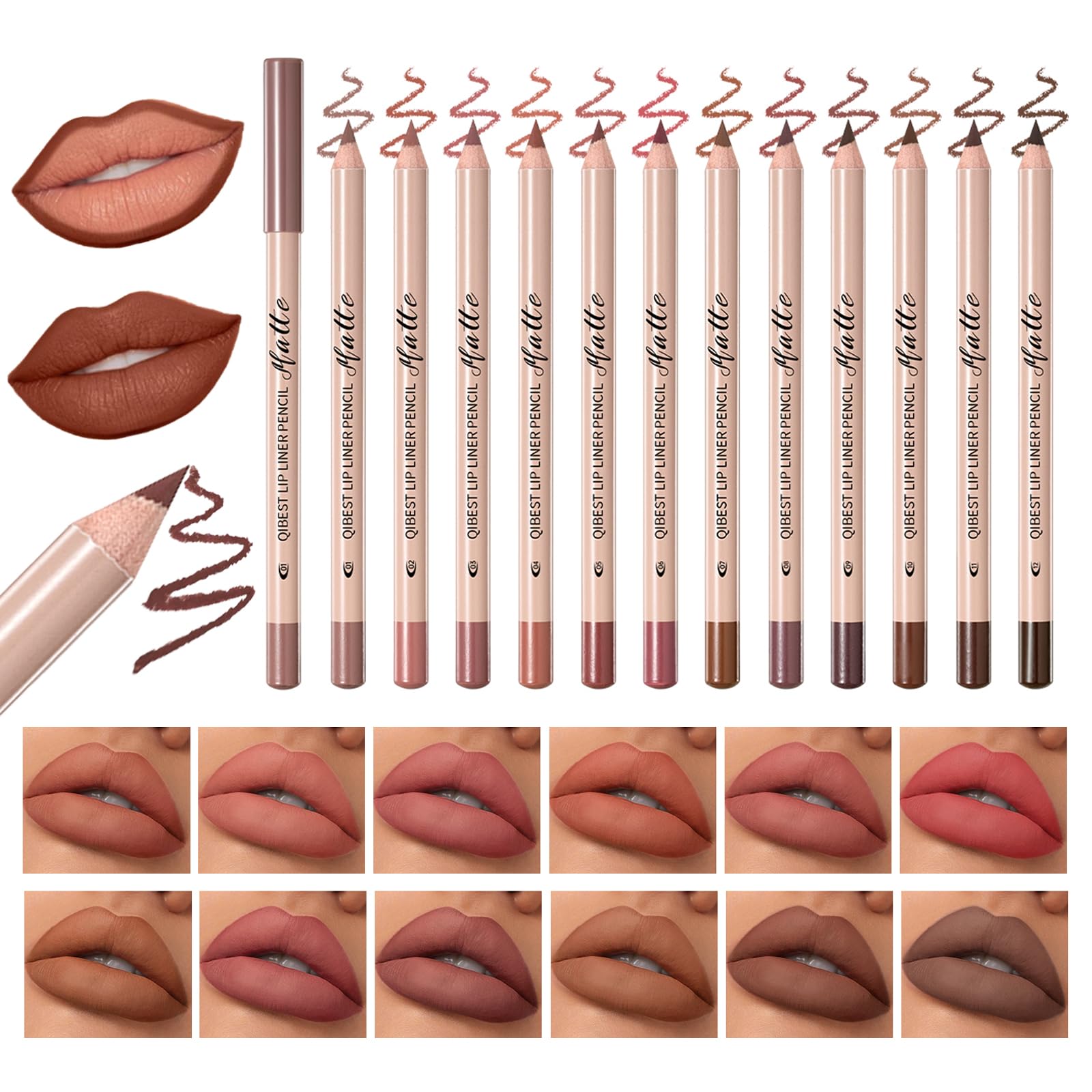 The Aurora Lip Collection by QiBest: 8-Piece Matte & Plumping Set