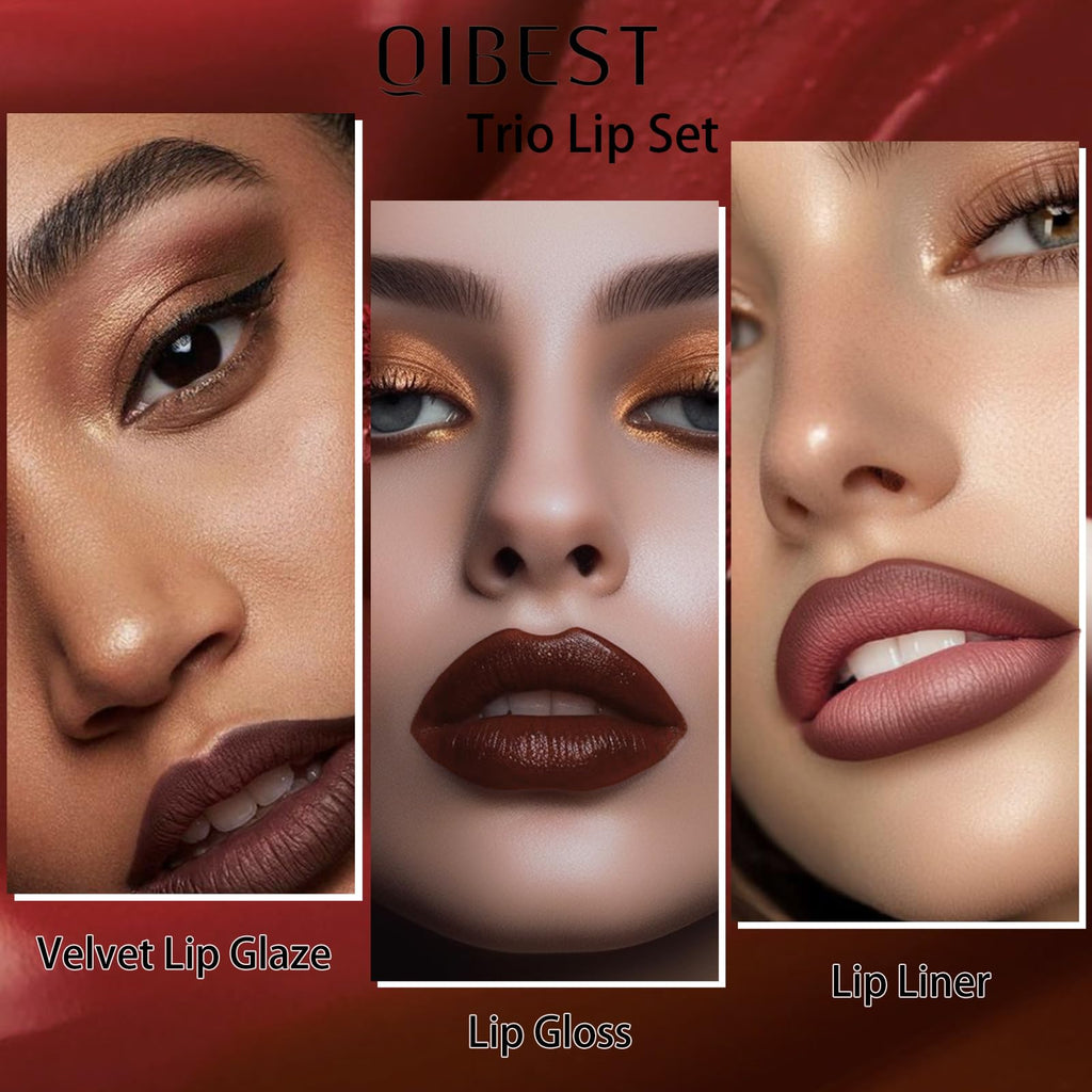 The Aurora Lip Collection by QiBest: 8-Piece Matte & Plumping Set