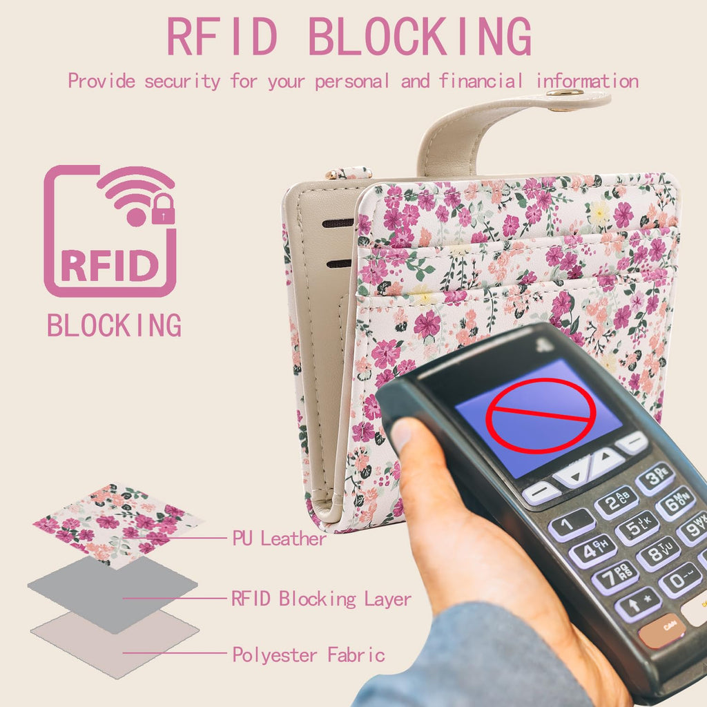 The Aurora Floral Shield: Premium RFID-Protected Leather Wallet
