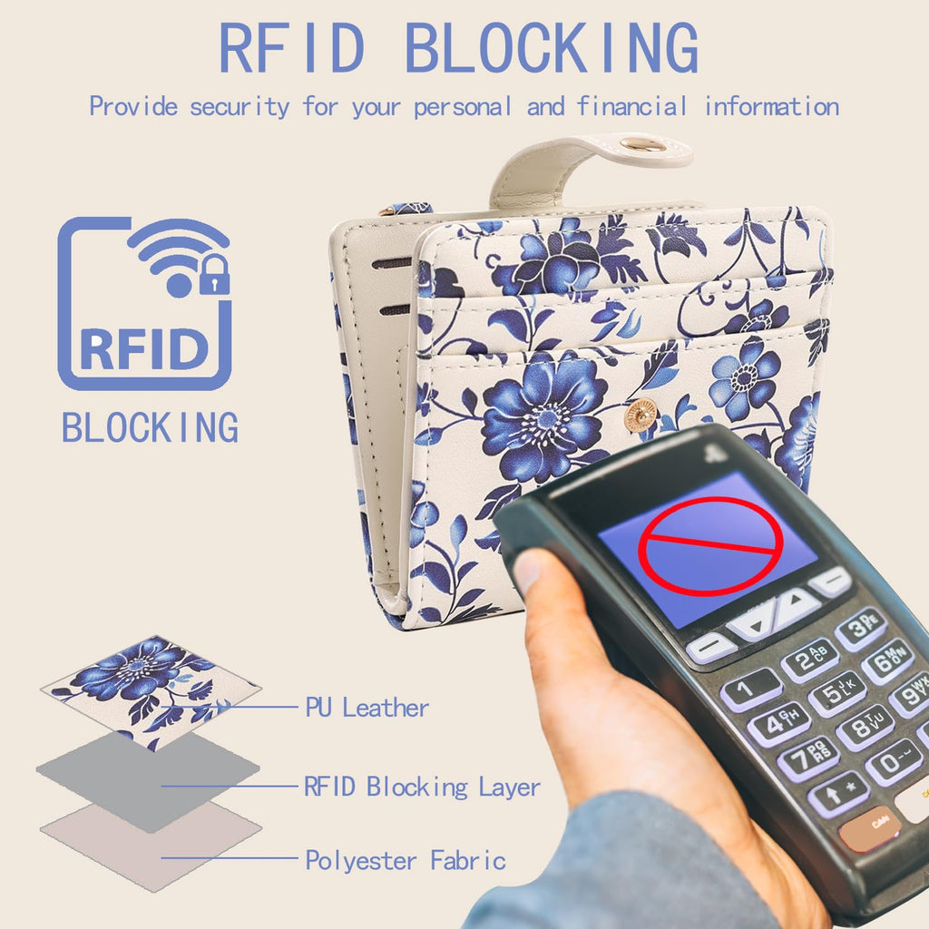 The Aurora Floral Shield: Premium RFID-Protected Leather Wallet