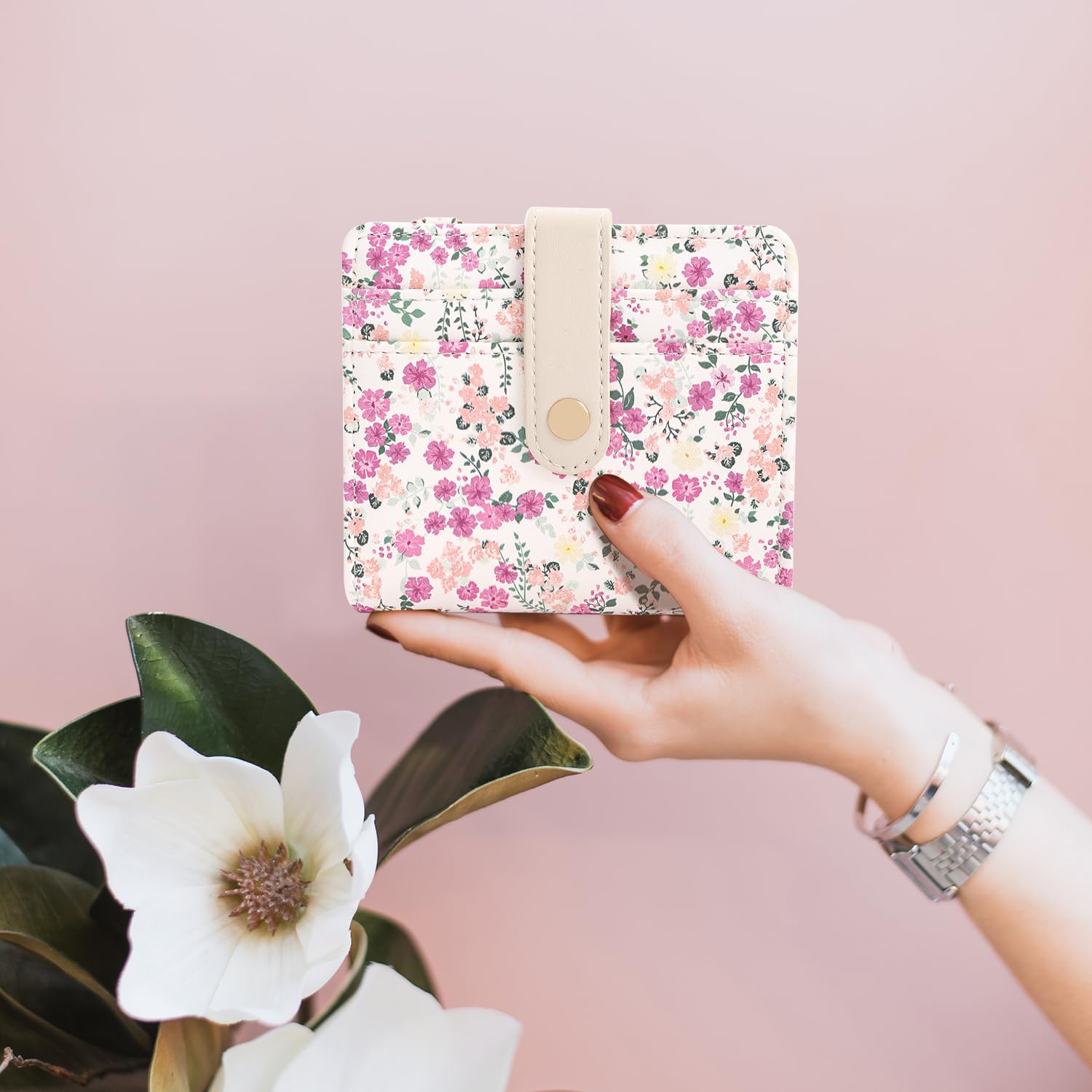 The Aurora Floral Shield: Premium RFID-Protected Leather Wallet