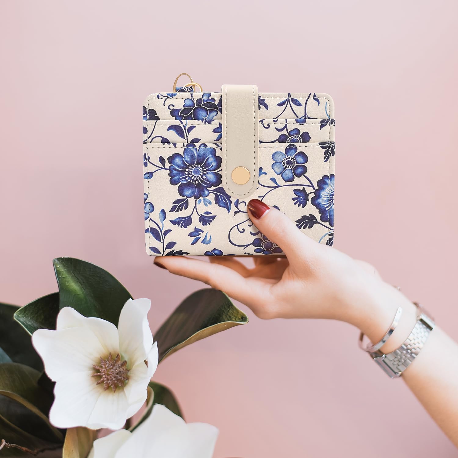 The Aurora Floral Shield: Premium RFID-Protected Leather Wallet