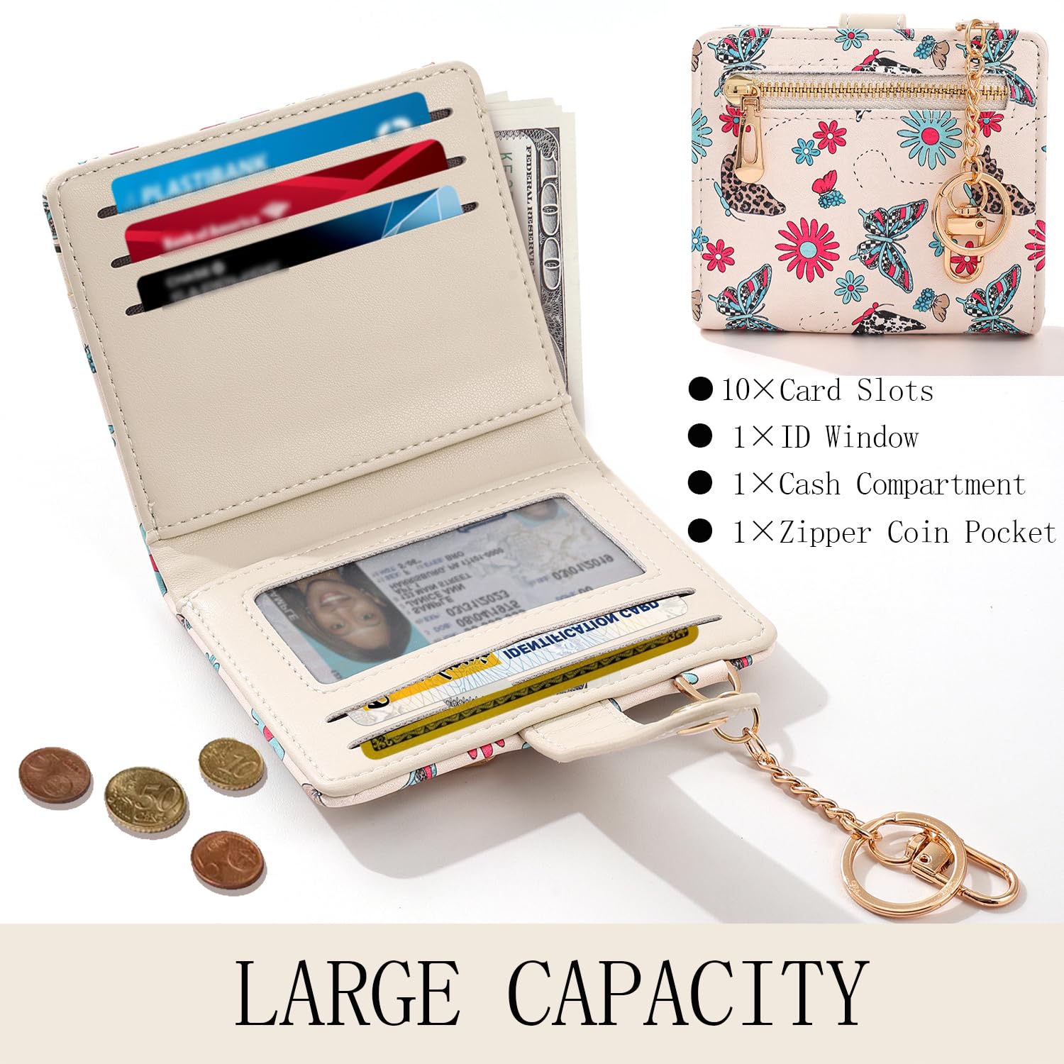 The Aurora Floral Shield: Premium RFID-Protected Leather Wallet