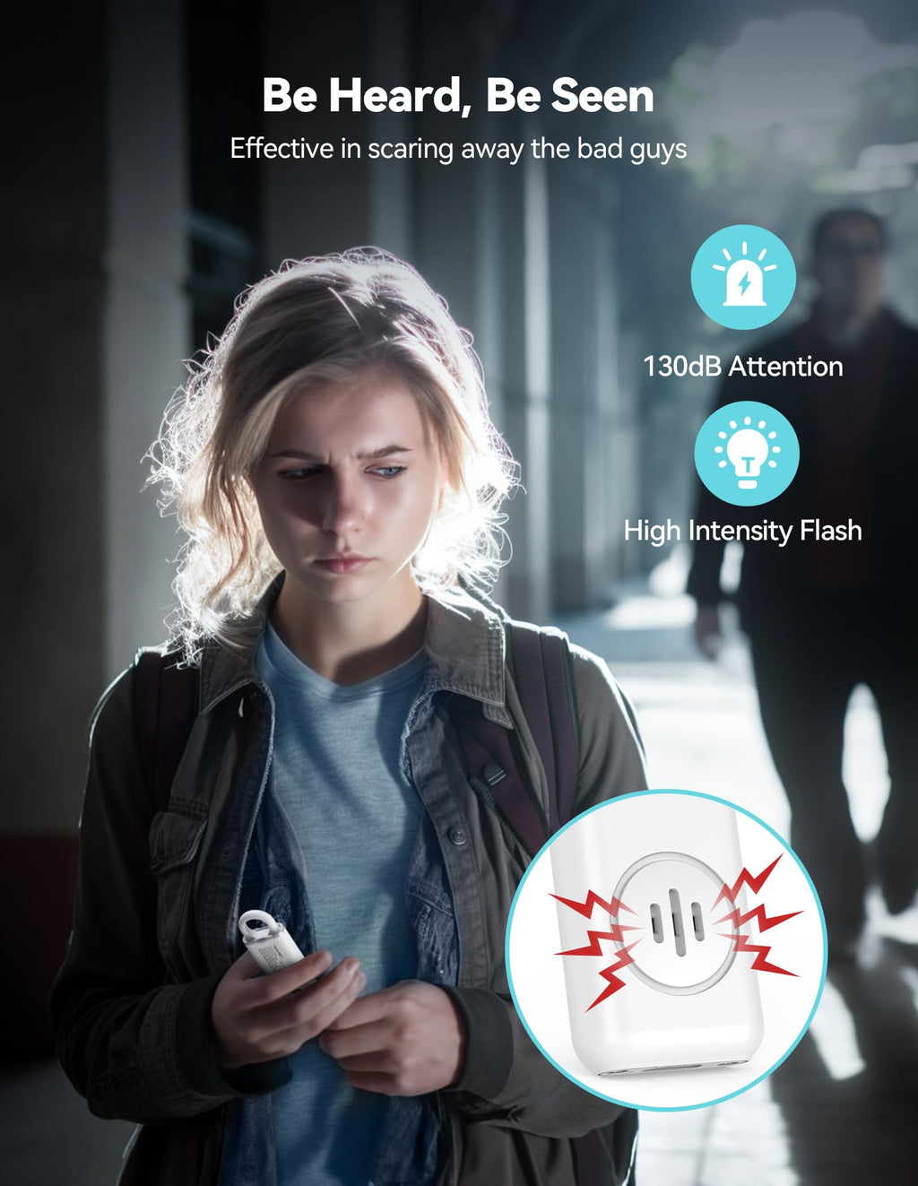 Aura Guardian Pro – Rechargeable Stealth Safety Alarm with Strobe