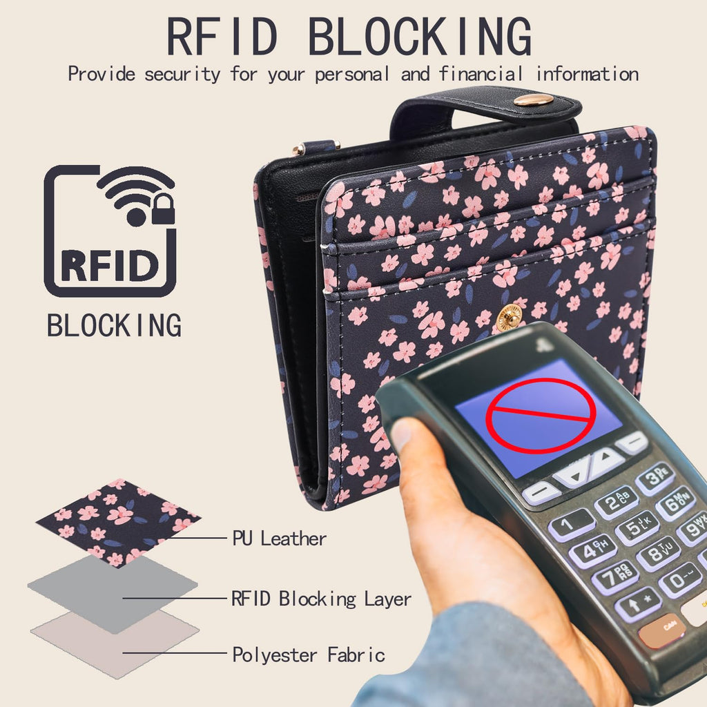 The Aurora Floral Shield: Premium RFID-Protected Leather Wallet