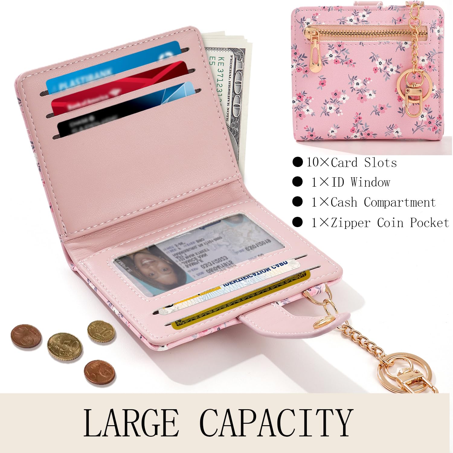 The Aurora Floral Shield: Premium RFID-Protected Leather Wallet