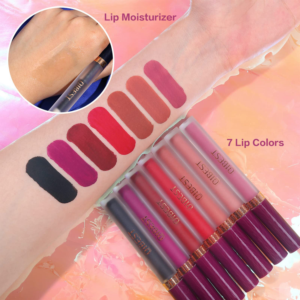 The Aurora Lip Collection by QiBest: 8-Piece Matte & Plumping Set