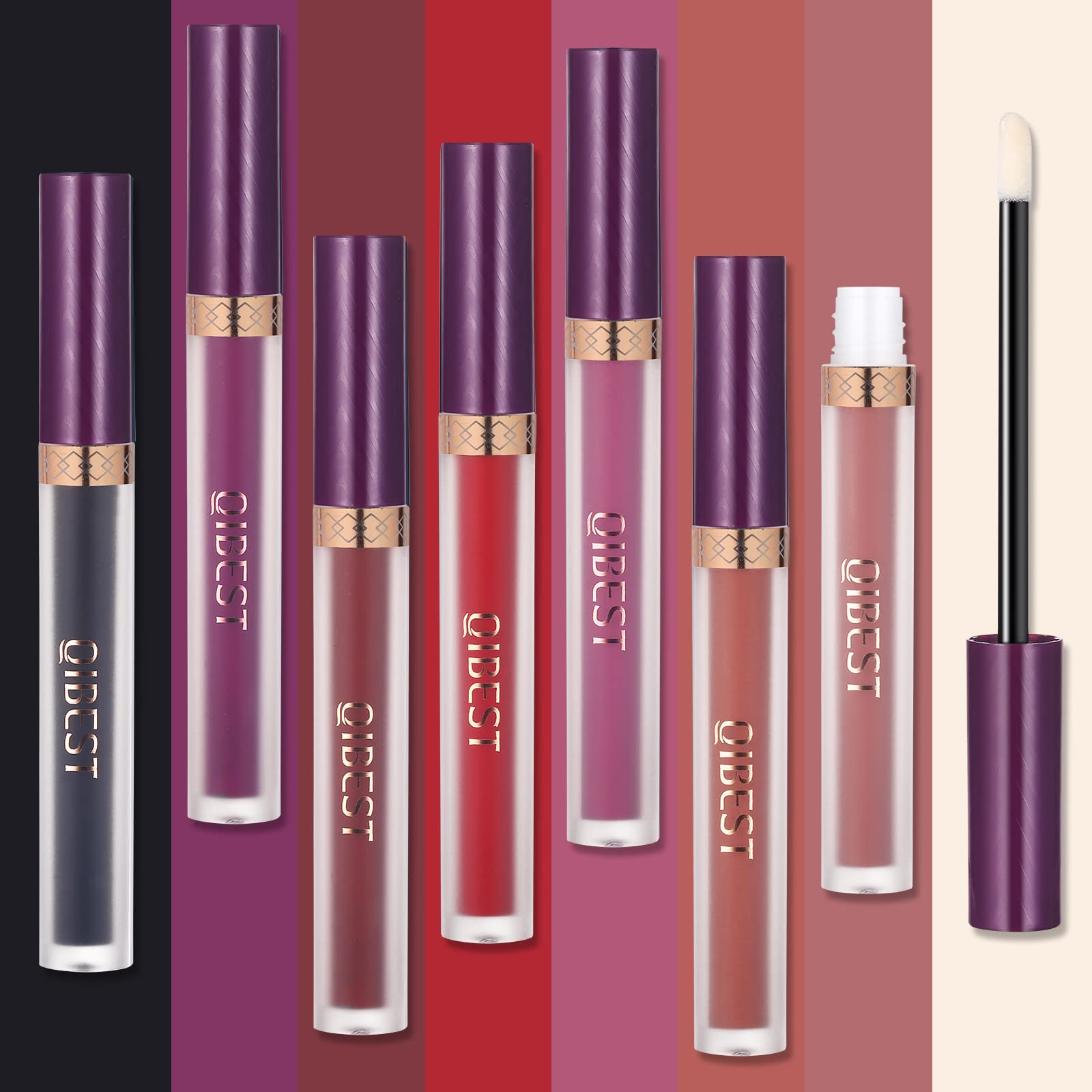 The Aurora Lip Collection by QiBest: 8-Piece Matte & Plumping Set