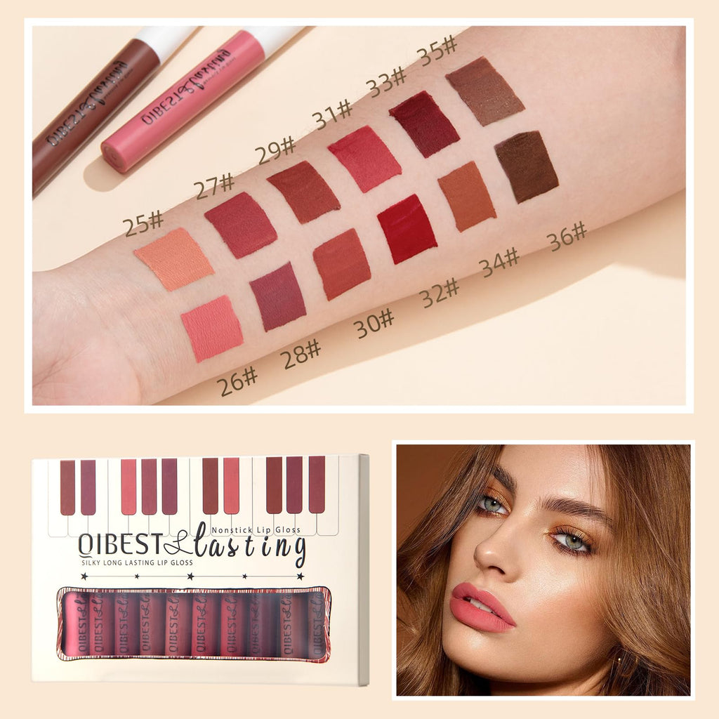 The Aurora Lip Collection by QiBest: 8-Piece Matte & Plumping Set