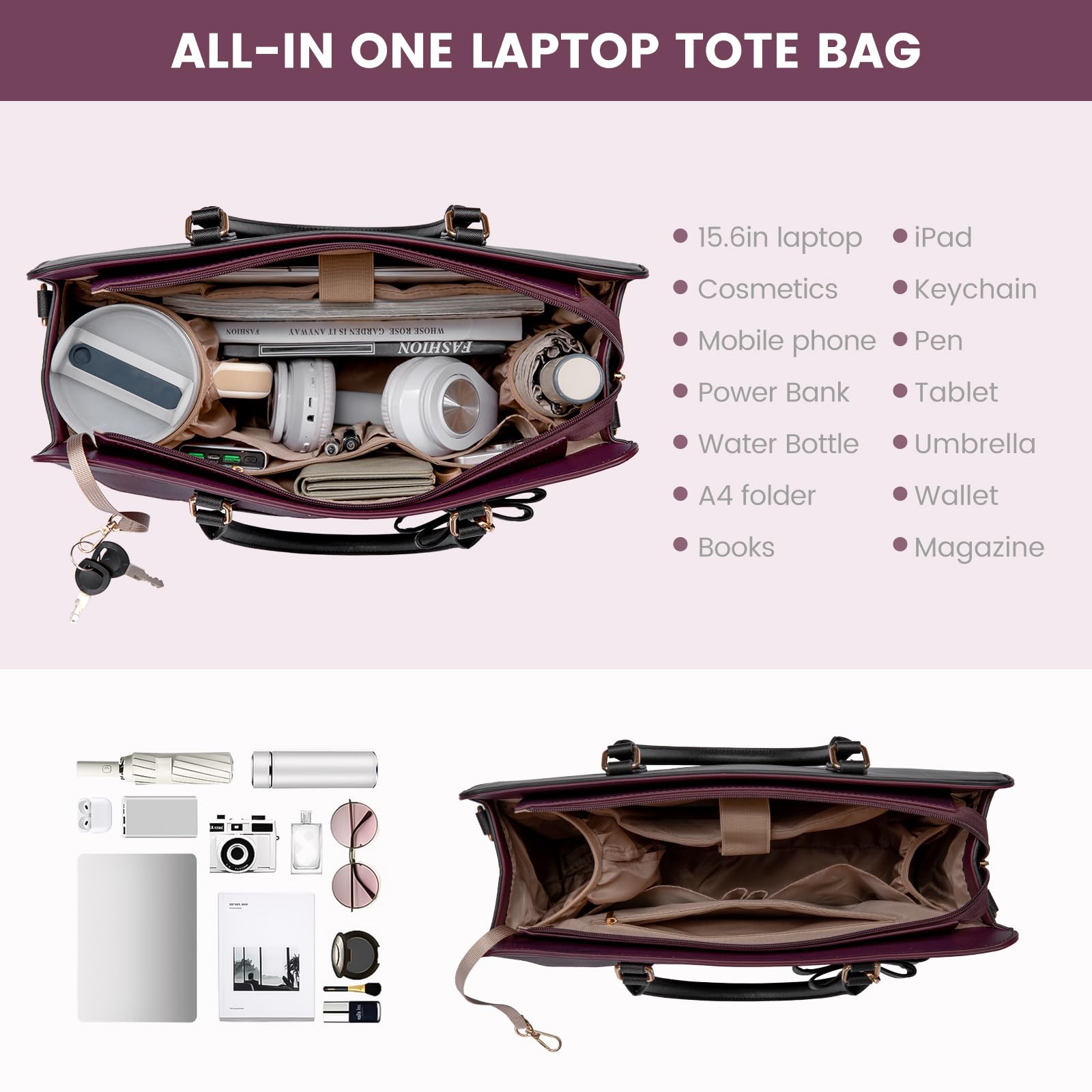 The Aura Executive Grand Tote – 15.6" Laptop & Travel Companion