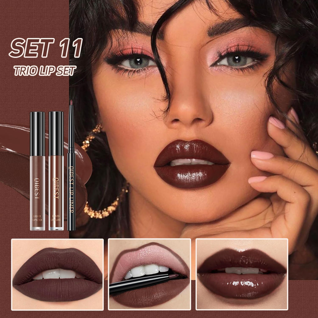 The Aurora Lip Collection by QiBest: 8-Piece Matte & Plumping Set
