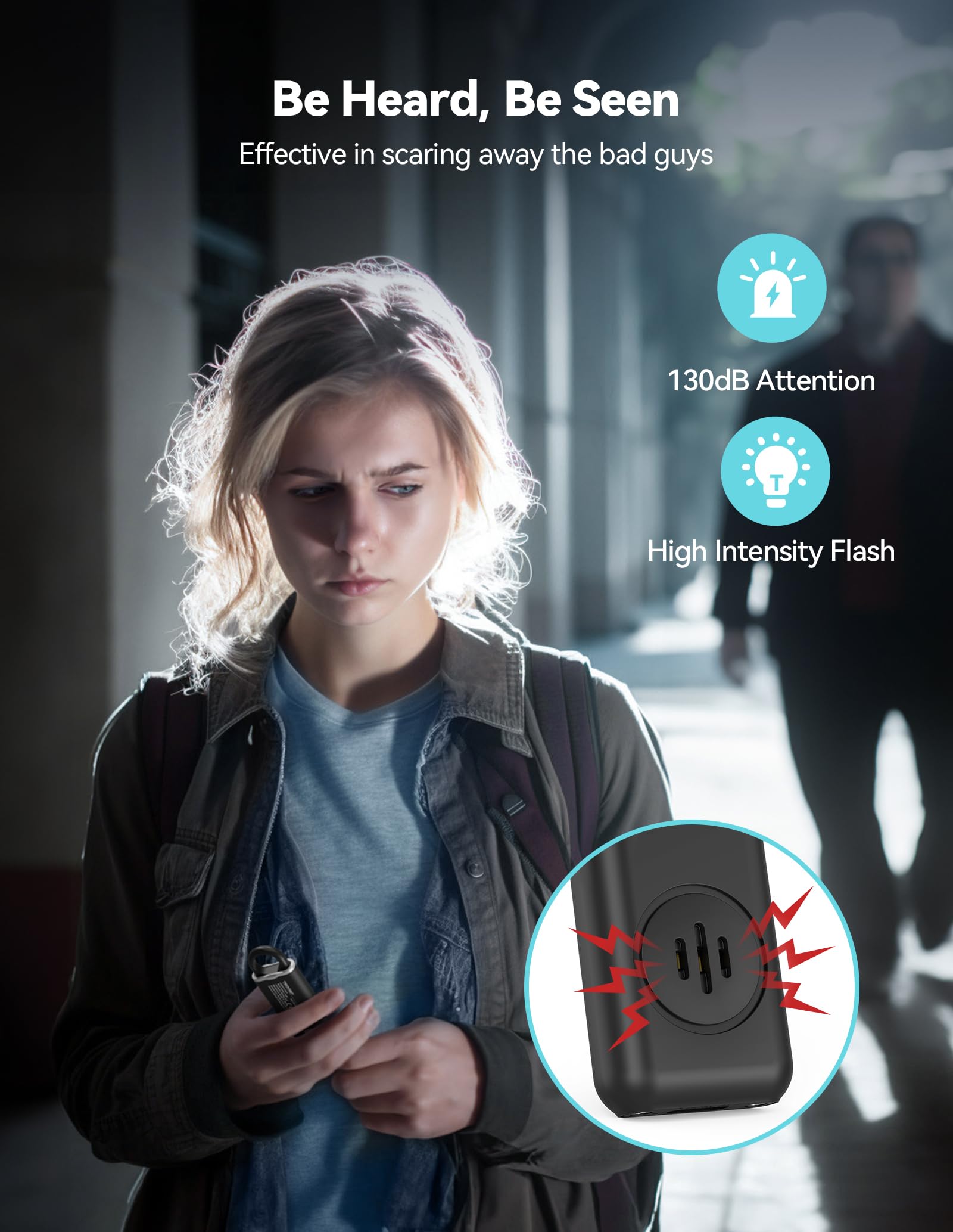 Aura Guardian Pro – Rechargeable Stealth Safety Alarm with Strobe