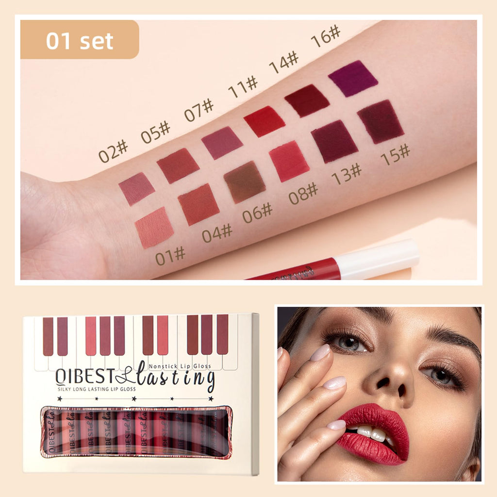 The Aurora Lip Collection by QiBest: 8-Piece Matte & Plumping Set