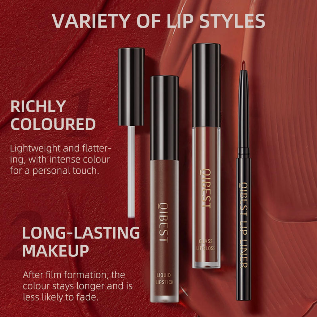 The Aurora Lip Collection by QiBest: 8-Piece Matte & Plumping Set