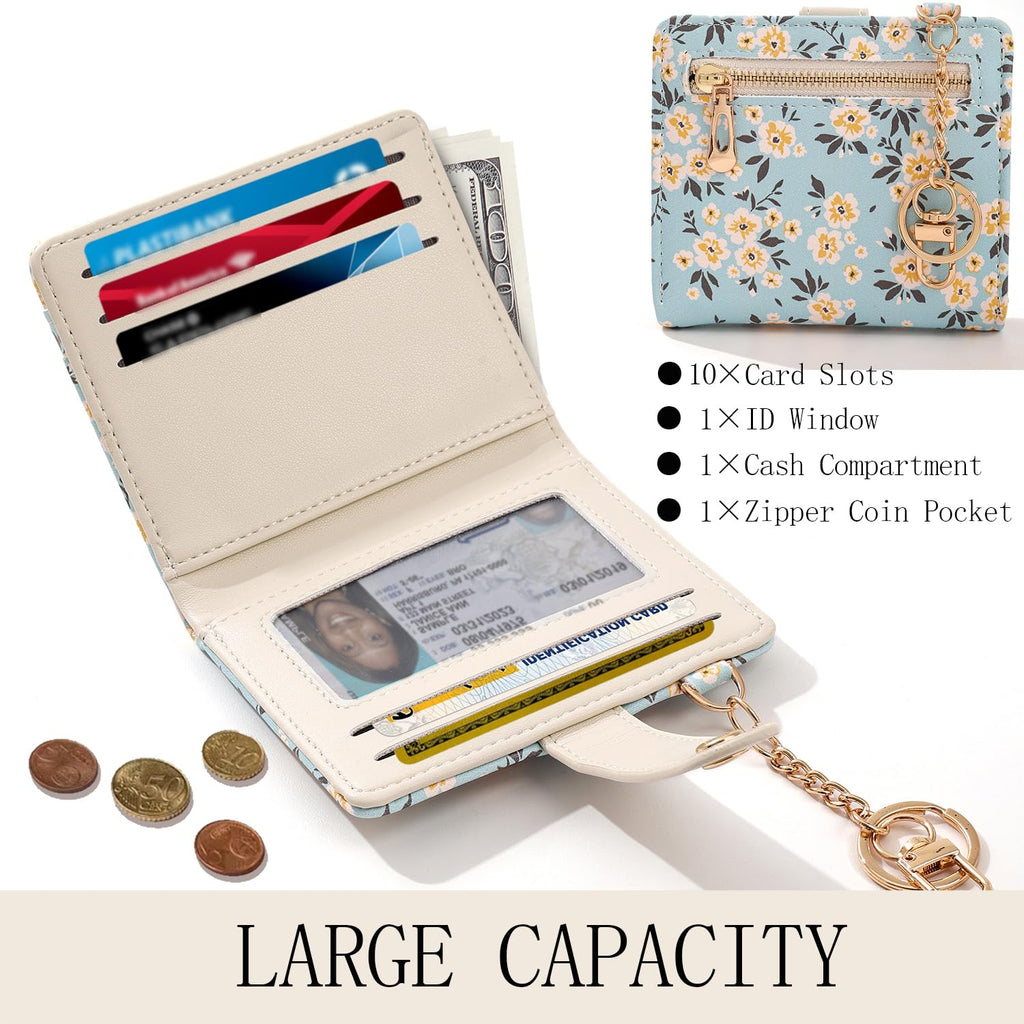 The Aurora Floral Shield: Premium RFID-Protected Leather Wallet