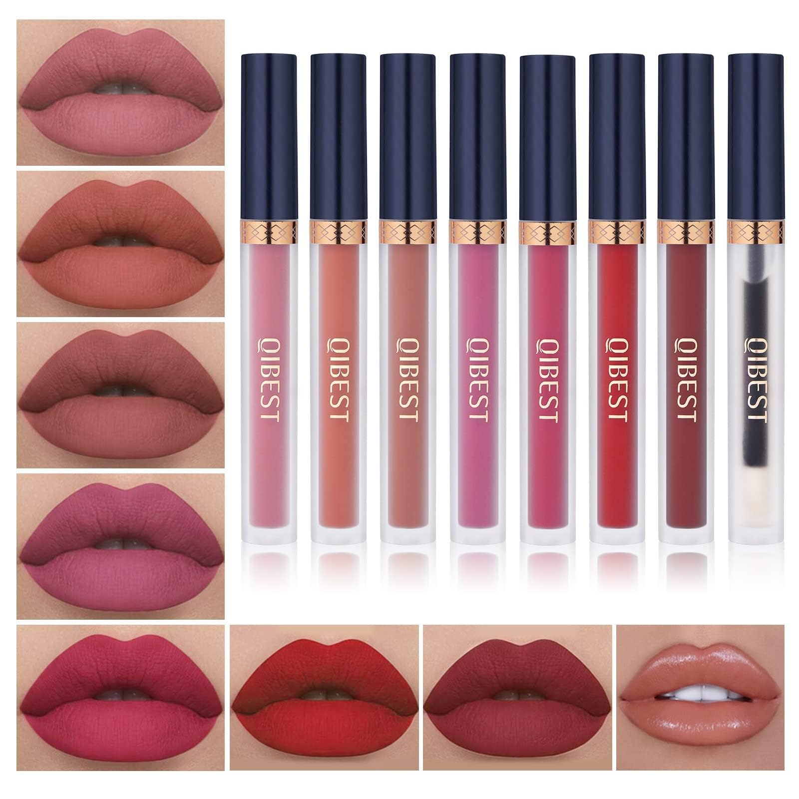 The Aurora Lip Collection by QiBest: 8-Piece Matte & Plumping Set
