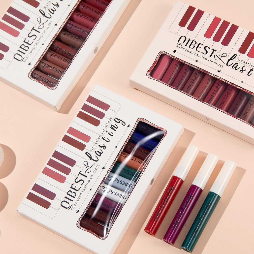 The Aurora Lip Collection by QiBest: 8-Piece Matte & Plumping Set