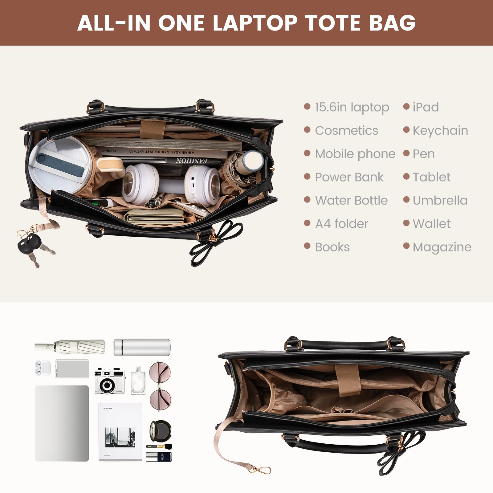 The Aura Executive Grand Tote – 15.6" Laptop & Travel Companion