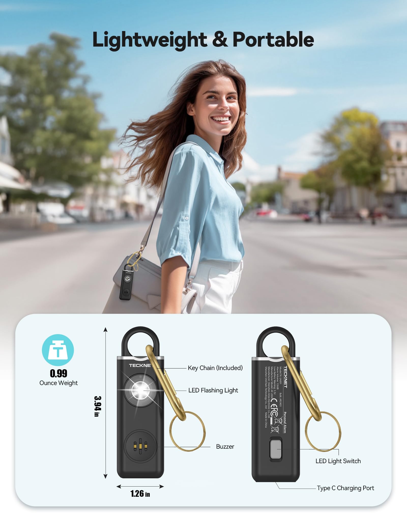 Aura Guardian Pro – Rechargeable Stealth Safety Alarm with Strobe