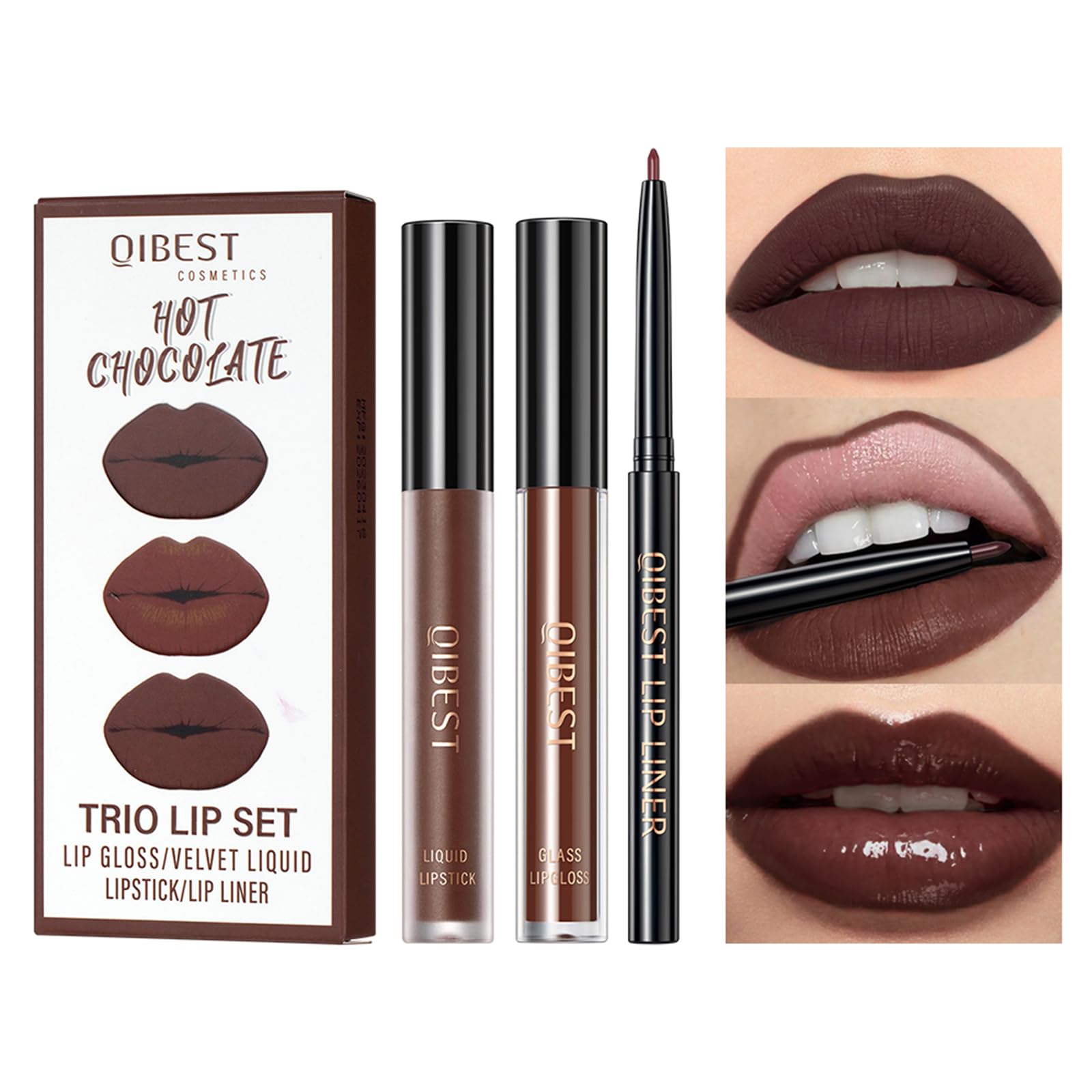 The Aurora Lip Collection by QiBest: 8-Piece Matte & Plumping Set