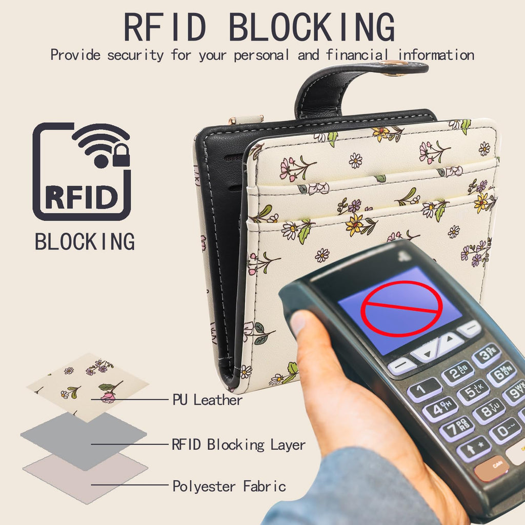The Aurora Floral Shield: Premium RFID-Protected Leather Wallet