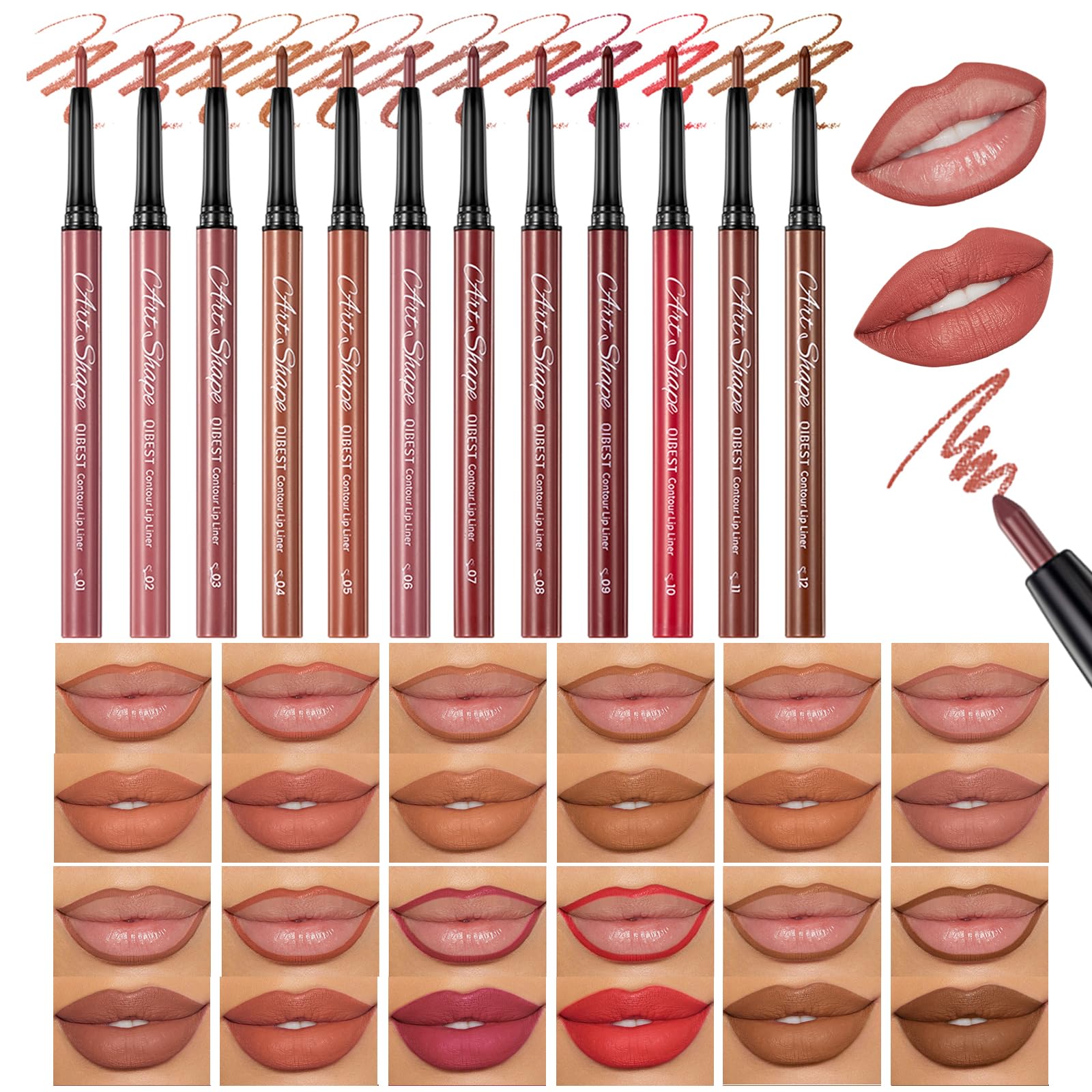 The Aurora Lip Collection by QiBest: 8-Piece Matte & Plumping Set