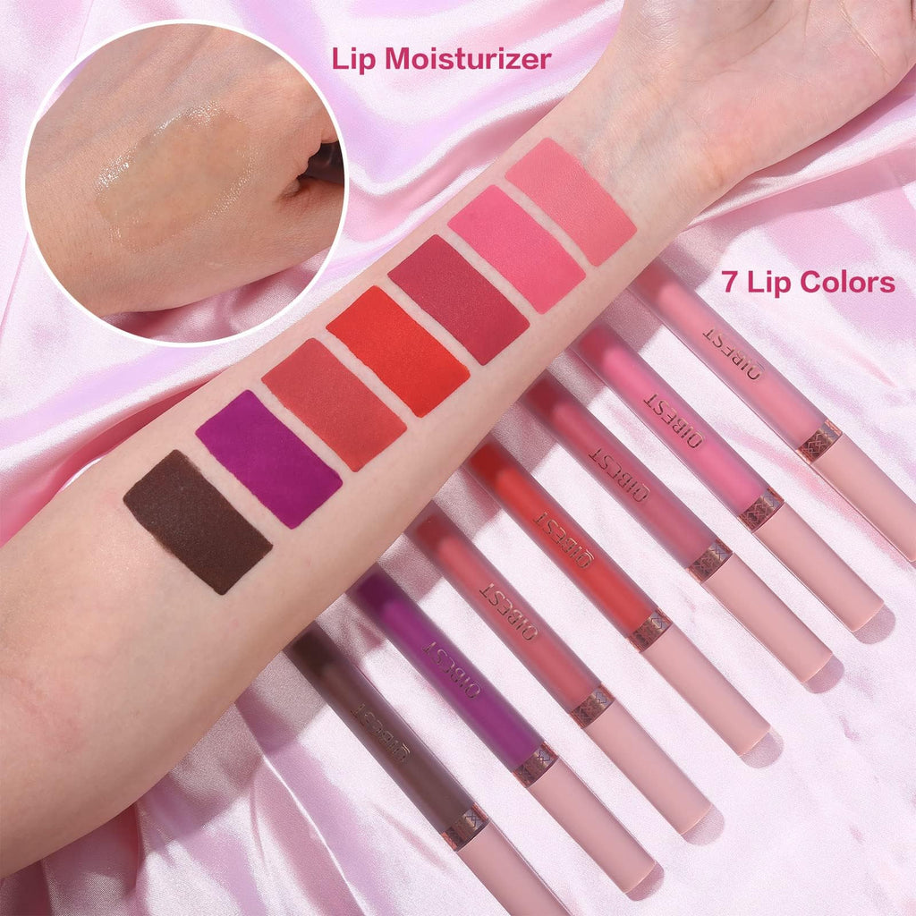 The Aurora Lip Collection by QiBest: 8-Piece Matte & Plumping Set