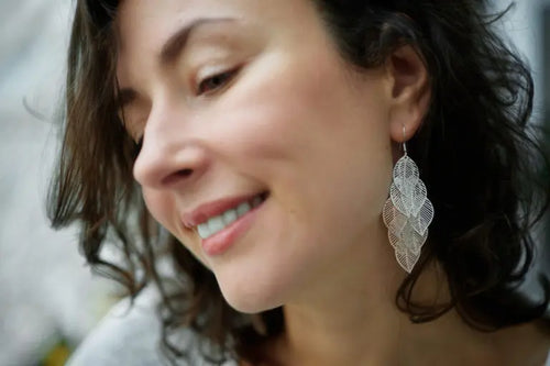 Bold Layered Silver Leaf Statement Earrings ✨ Large Bohemian Filigree Dangles