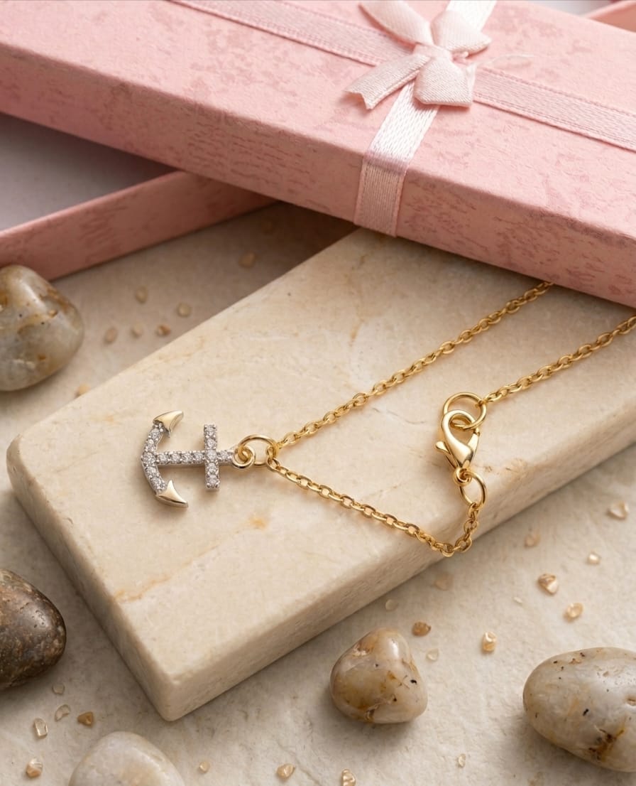 The Anchor of Hope: Gold-Toned Statement Necklace