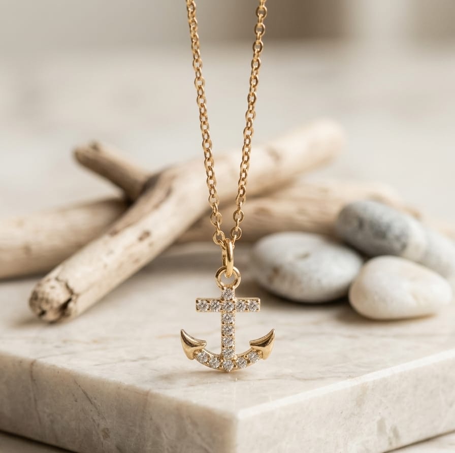 The Anchor of Hope: Gold-Toned Statement Necklace