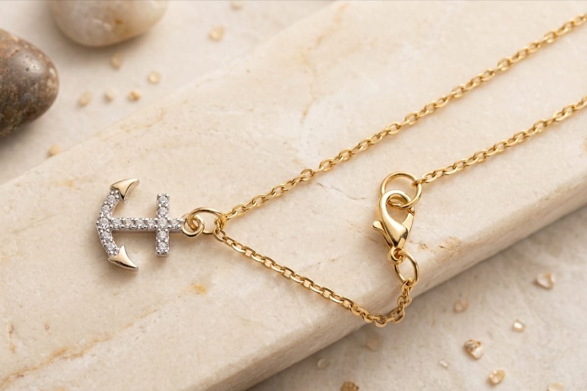 The Anchor of Hope: Gold-Toned Statement Necklace
