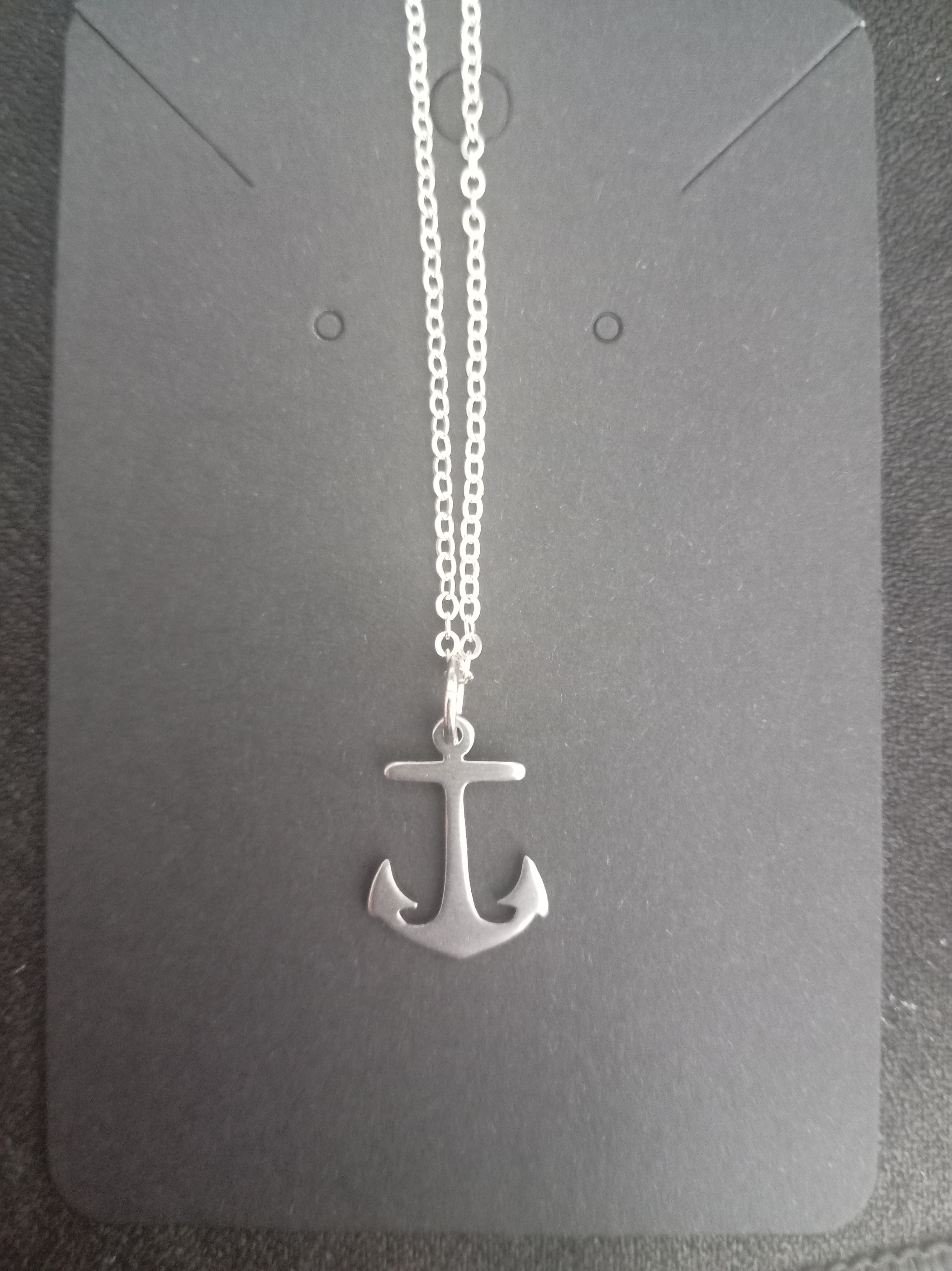 Stainless Steel Anchor Necklace - Silver Nautical Pendant