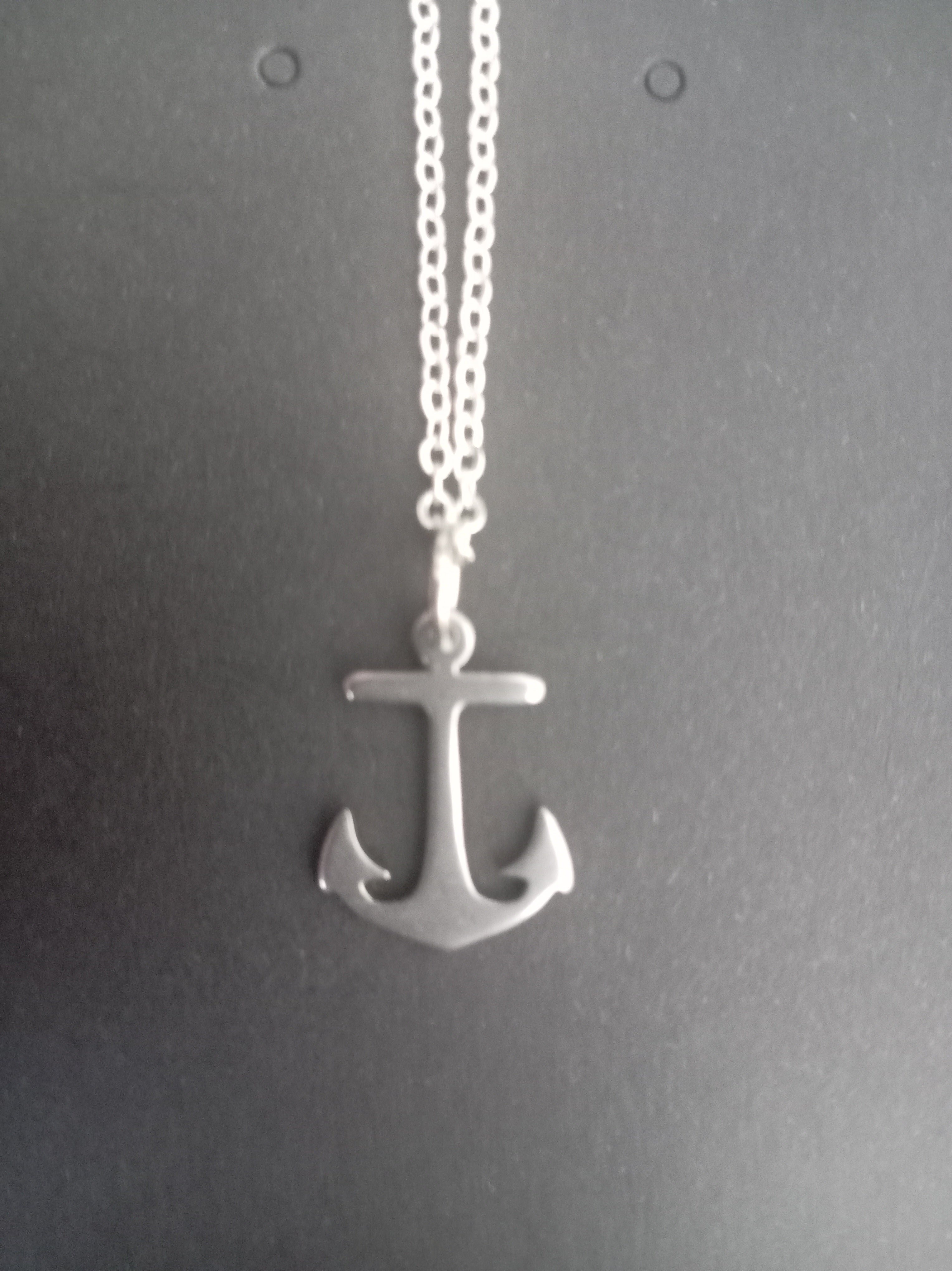 Stainless Steel Anchor Necklace - Silver Nautical Pendant