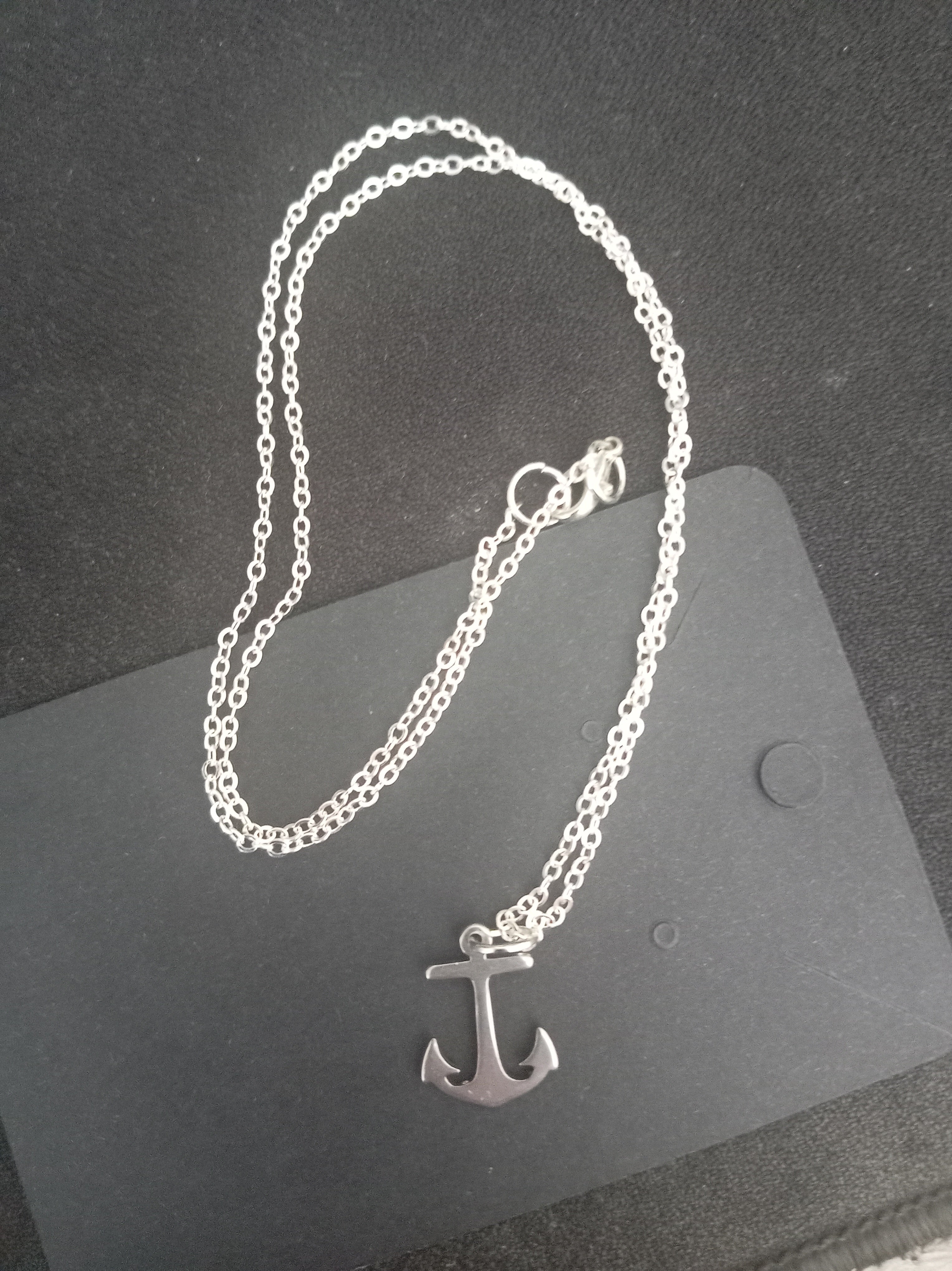 Stainless Steel Anchor Necklace - Silver Nautical Pendant