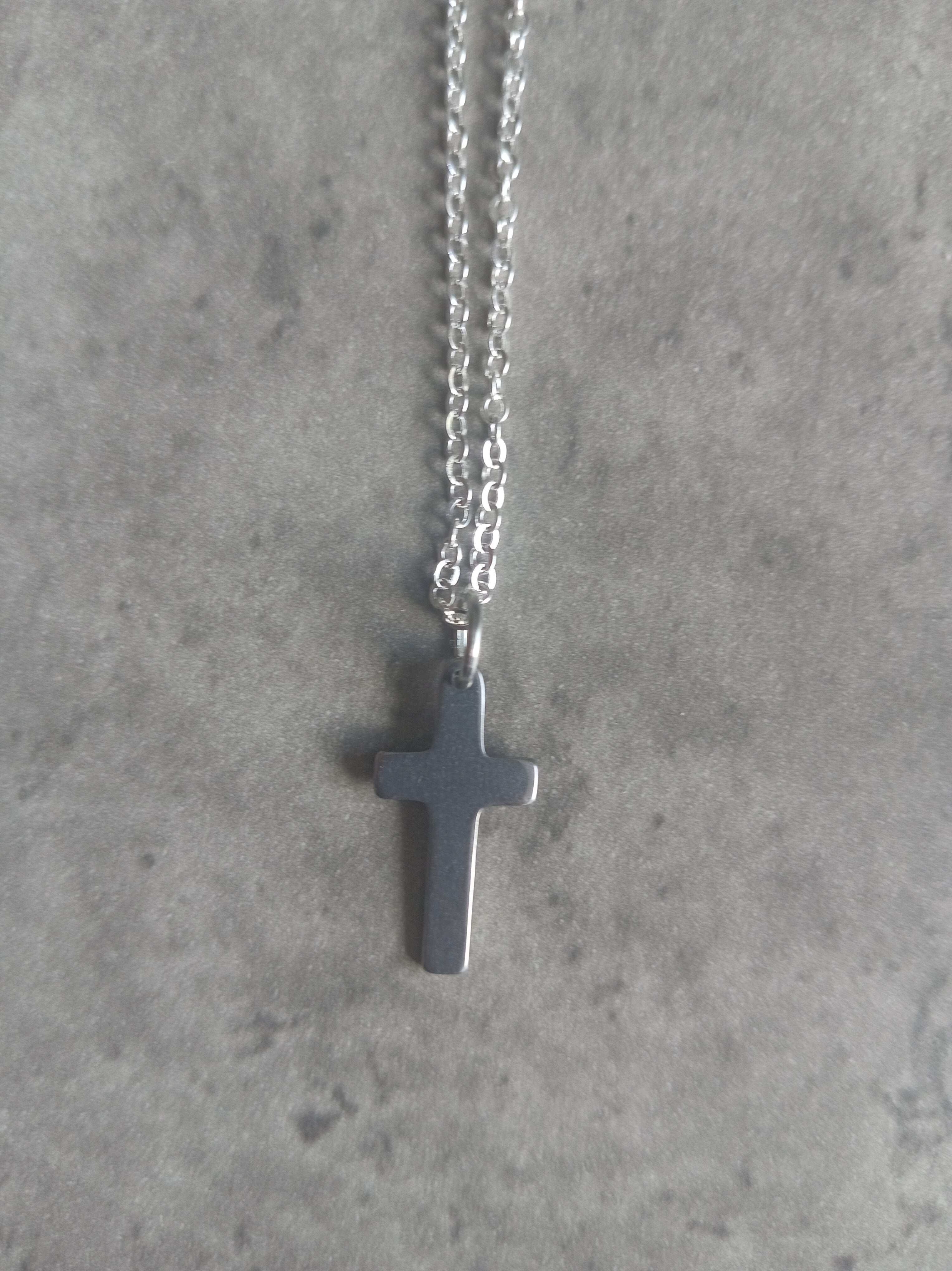 Stainless Steel Cross Necklace - Plain Silver Cross Pendant