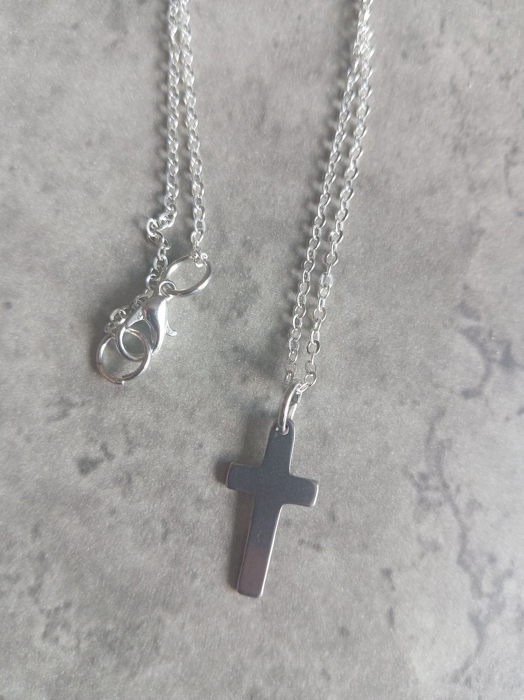 Stainless Steel Cross Necklace - Plain Silver Cross Pendant