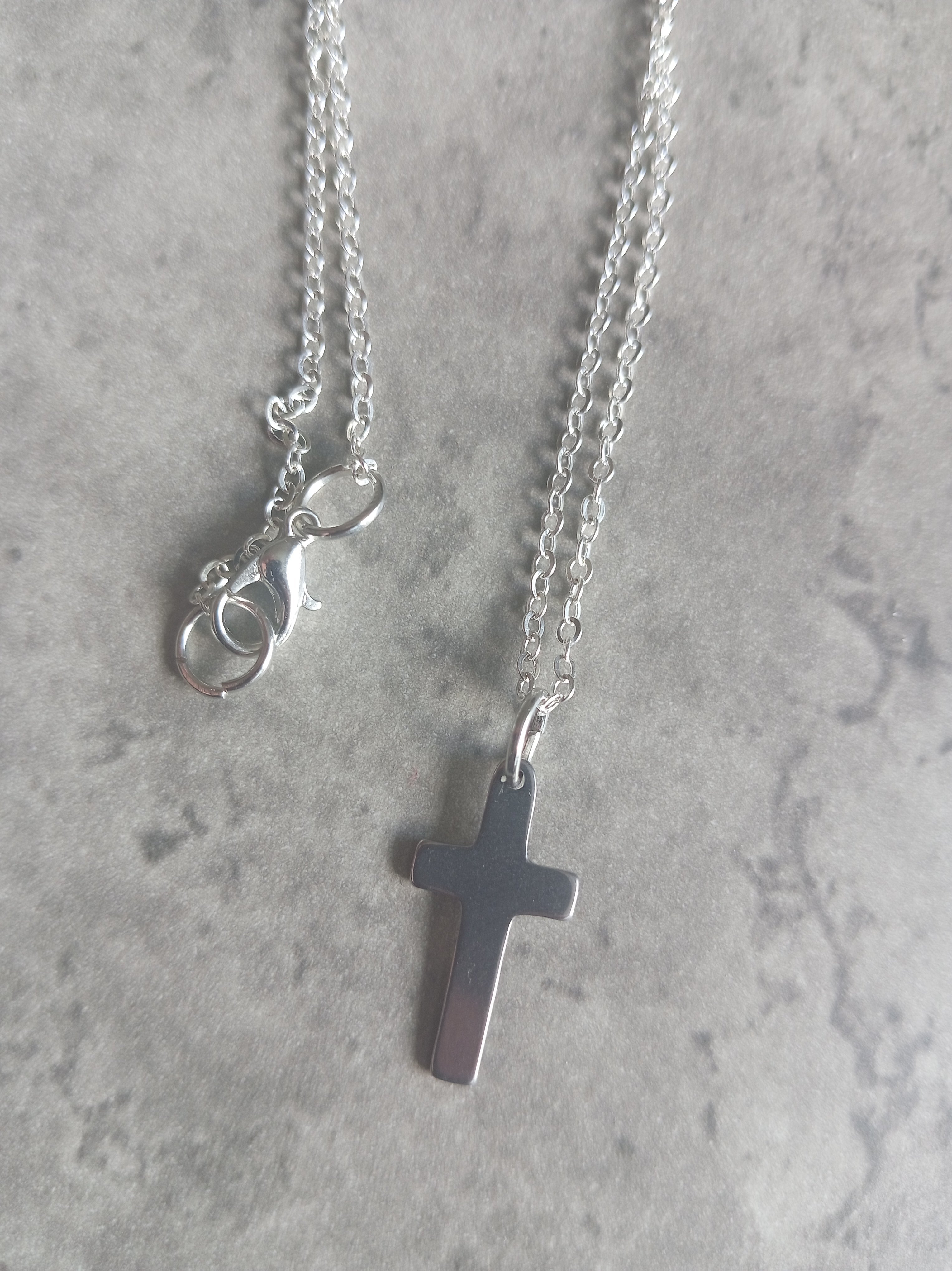 Stainless Steel Cross Necklace - Plain Silver Cross Pendant