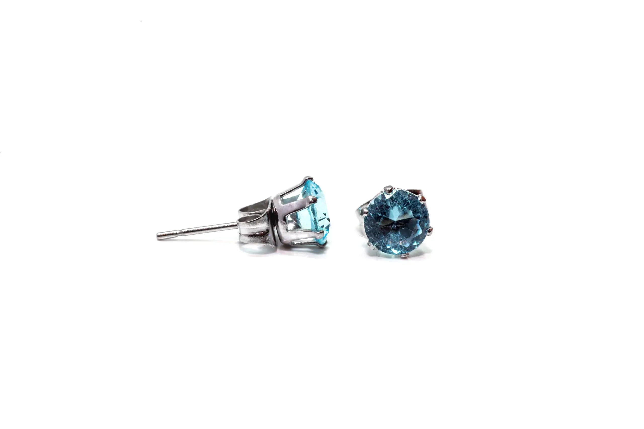 Aquamarine Sparkle Studs – 316L Surgical Steel & Synthetic Zirconia