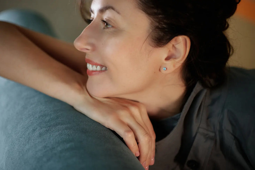 Aquamarine Sparkle Studs – 316L Surgical Steel & Synthetic Zirconia