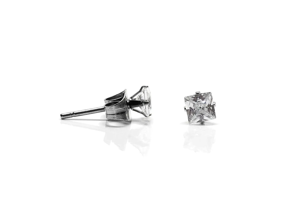 Princess Cut Sparkle Studs – 5mm Square Surgical Steel Earrings